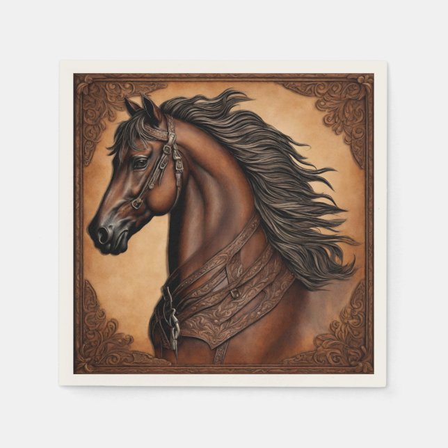 Serviette En Papier Western Country Equine Equestria Horse Party (Devant)