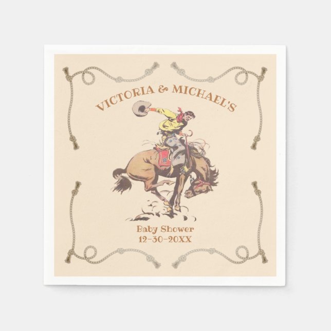 Serviette En Papier Western Cowboy Bucking Bronco (Devant)
