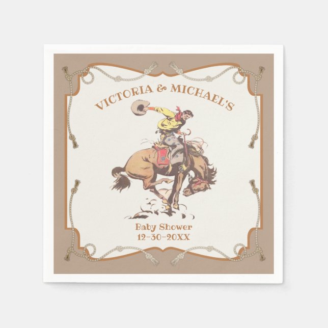Serviette En Papier Western Cowboy Bucking Bronco 2 (Devant)