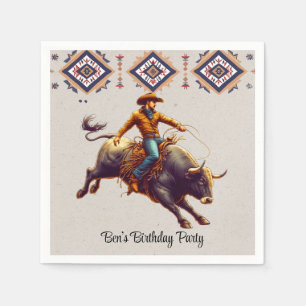 Serviette En Papier Western Cowboy Bull Rider Aztec fête d'anniversair