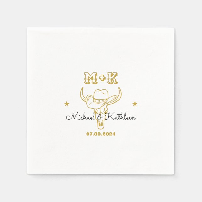 Serviette En Papier Western Cowboy Bull Skull Bohemian Mariage campagn (Devant)