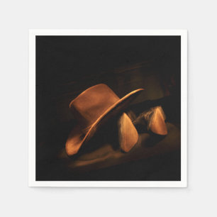 Serviette En Papier Western Cowboy Casquette & Boots Papier Napkin