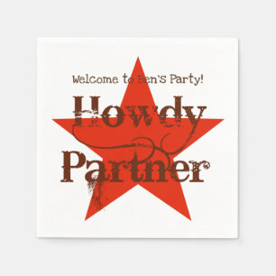 Serviette En Papier Western Cowboy Red Star Anniversaire