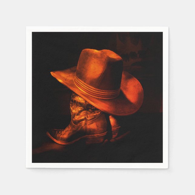 Serviette En Papier Western Cowboy Thème Casquette & Boots Papier Napk (Devant)