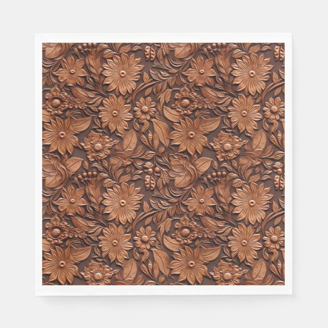 Serviette En Papier Western Cowgirl Brown Floral (Devant)