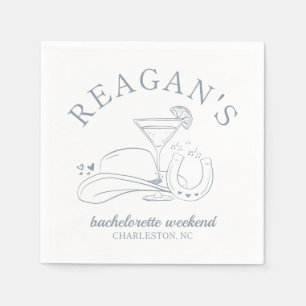 Serviette En Papier Western Cowgirl mignon main tiré Bachelorette Part