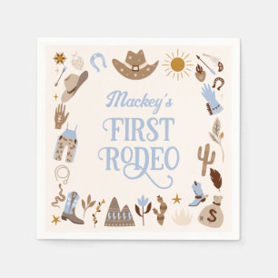 Serviette En Papier Western First Rodeo Wild West Cowboy Blue Annivers