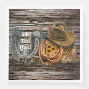 Serviette En Papier Western Horseshoe Cowboy Hat Lasso