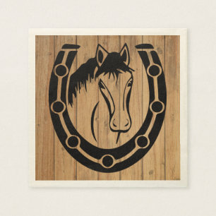 Serviette En Papier Western Mariage Horse Horseshoe Pays Bois