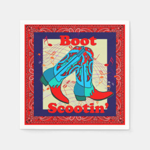 Serviette En Papier Western Party Cowboy Boot Scootin' Dance