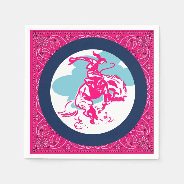 Serviette En Papier Western Party Cowgirl équitation Bucking Horse (Devant)