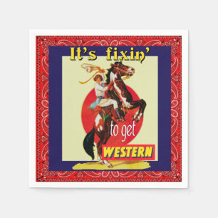 Serviette En Papier Western Party Cowgirl Horse Fixin' Pour Obtenir We