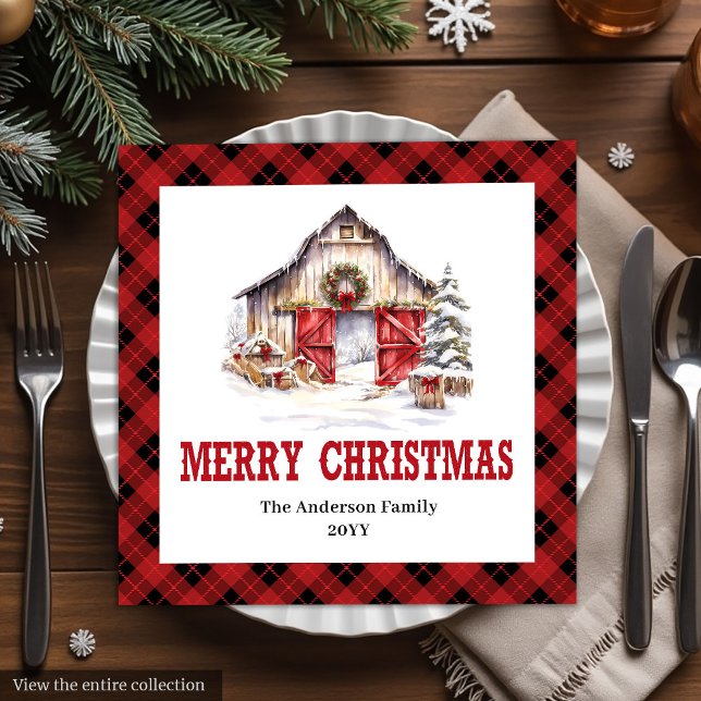 Serviette En Papier Western Ranch Style Buffalo Plaid Xmas Napkins (Western Ranch Style Buffalo Plaid Napkins)