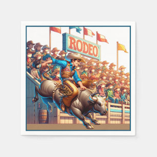 Serviette En Papier Western Rodeo Cowboy Bull Riding