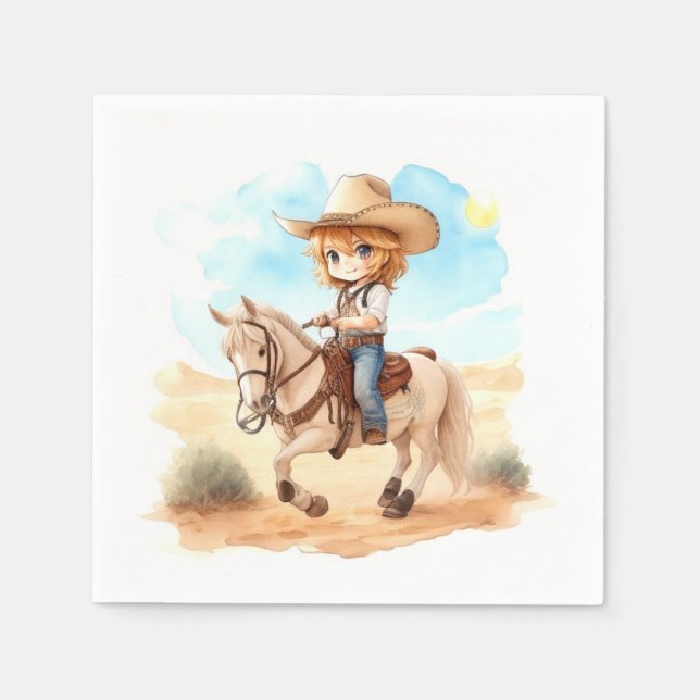 Serviette En Papier Western Wild West : Baby shower Cowboy (Devant)