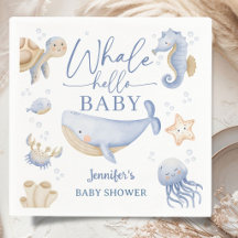 Whale Hello Baby Shower Boy Blue Ocean 