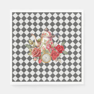 Serviette En Papier Whimsical Alice Mad Hatter Pays des merveilles Ann