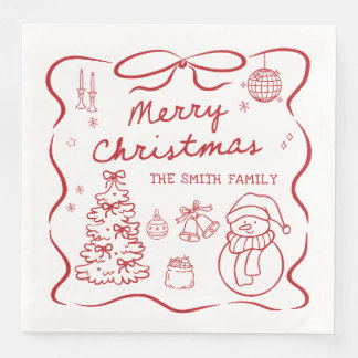 Serviette En Papier Whimsical Bow Christmas Party Napkin