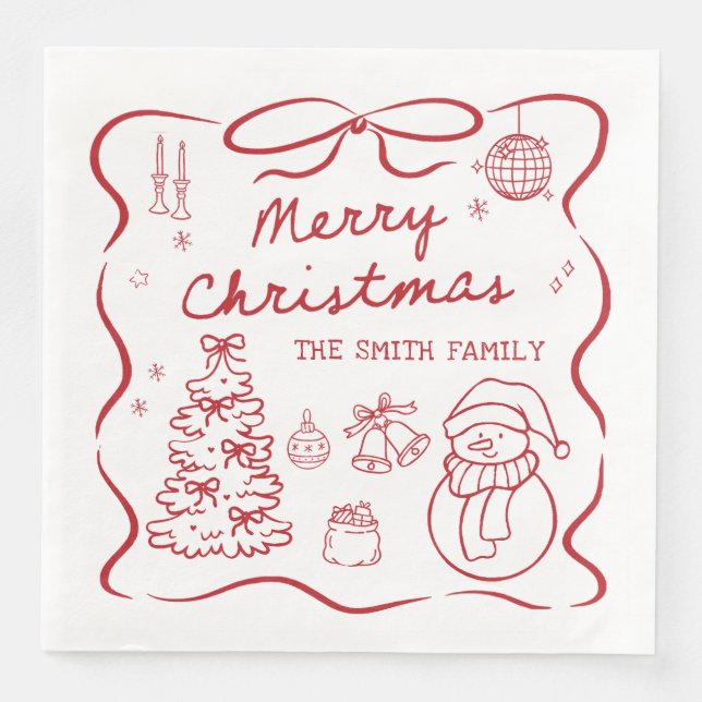 Serviette En Papier Whimsical Bow Christmas Party Napkin (Devant)