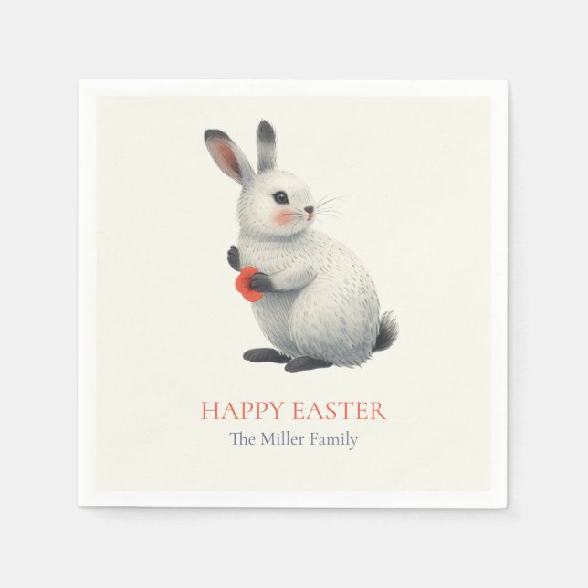 Serviette En Papier Whimsical Bunny Meadow Easter Brunch Cloth Nap (Devant)