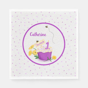 Serviette En Papier Whimsical Daisy Cupcake 1er anniversaire