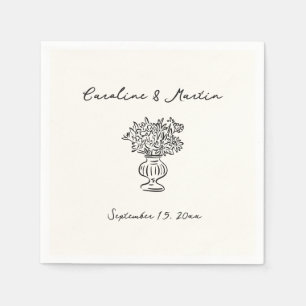 Serviette En Papier Whimsical, dessiné à la main mariage