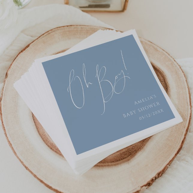 Serviette En Papier Whimsical Dusty Blue Oh Baby shower garçon (Créateur téléchargé)