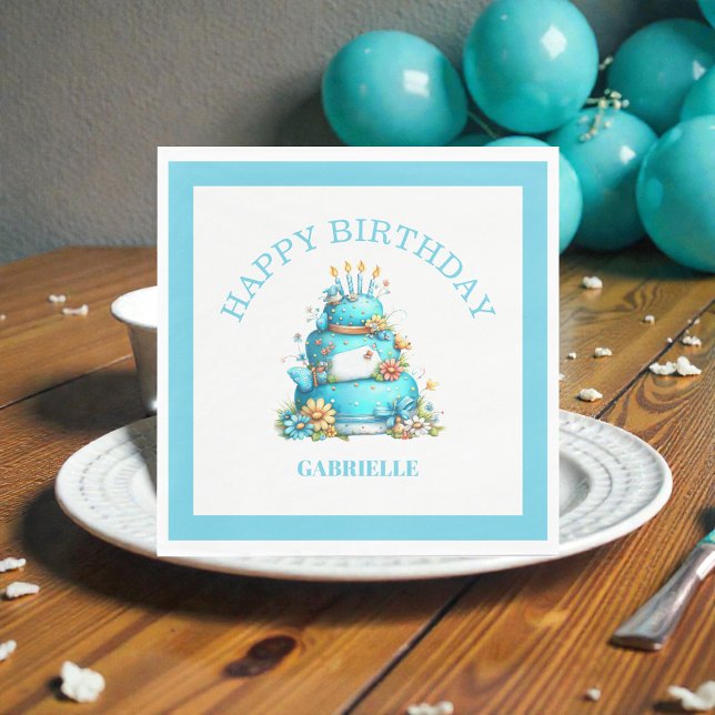 Serviette En Papier Whimsical Fun Teal Birthday  (Créateur téléchargé)