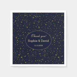 Serviette En Papier Whimsical Gold Starry Night Mariage bleu marine