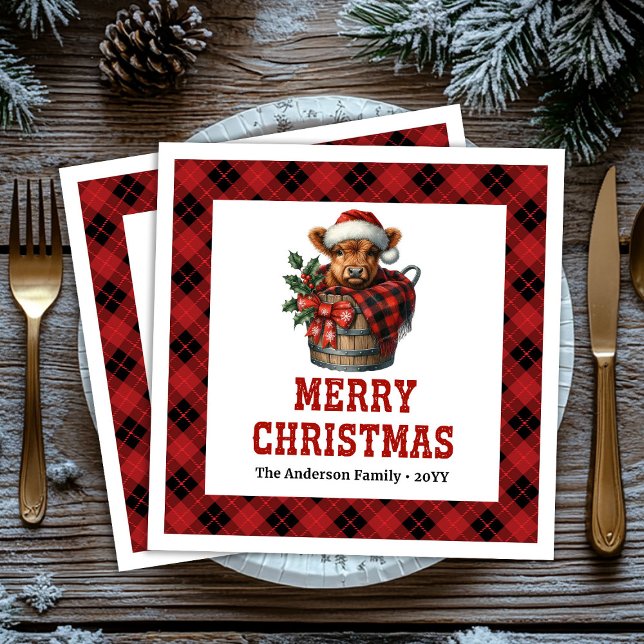 Serviette En Papier Whimsical highland cow buffalo holiday napkins (Whimsical highland cow buffalo holiday napkin)
