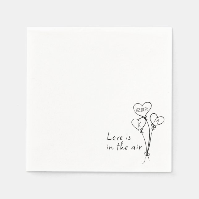 Serviette En Papier Whimsical "L'amour est dans l'air" Custom Chic Mar (Devant)