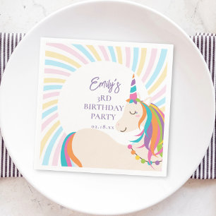 Serviette En Papier Whimsical Magique Arc-en-ciel Unicorn fille Annive