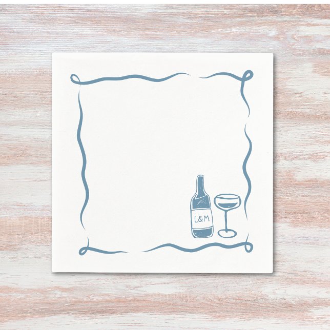 Serviette En Papier Whimsical Main Drake Vin Mariage Chic Dusty Bleu (Créateur téléchargé)