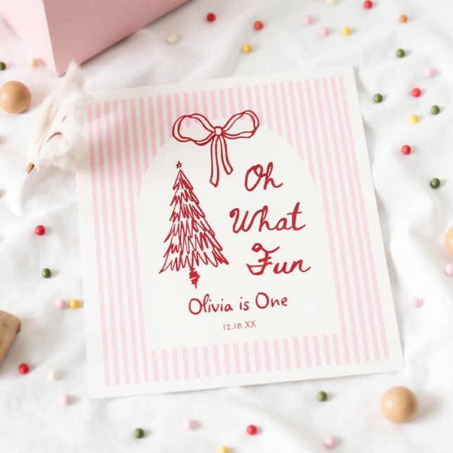 Serviette En Papier Whimsical Oh What Fun Girl 1st Birthday Party (Créateur téléchargé)