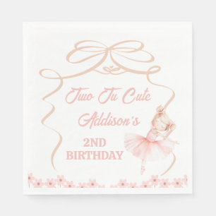 Serviette En Papier Whimsical Pink Ballerina Two Tu Cute 2e anniversai