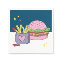 Whimsical Pink Burger et Fries fête d'anniversaire
