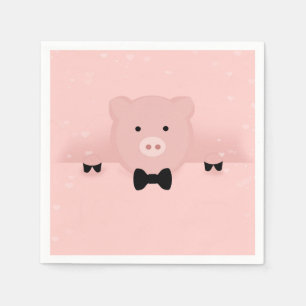 Serviette En Papier Whimsical pink pig cute Farm Animal