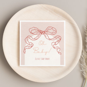 Serviette En Papier Whimsical Retro Orange Main Draw Baby shower