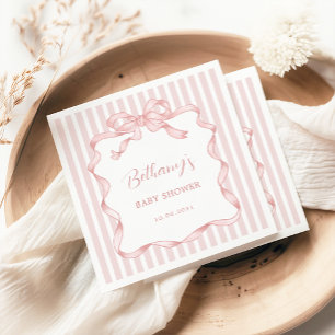 Serviette En Papier Whimsical Rose Blush Bow Ribbon Girl Baby shower