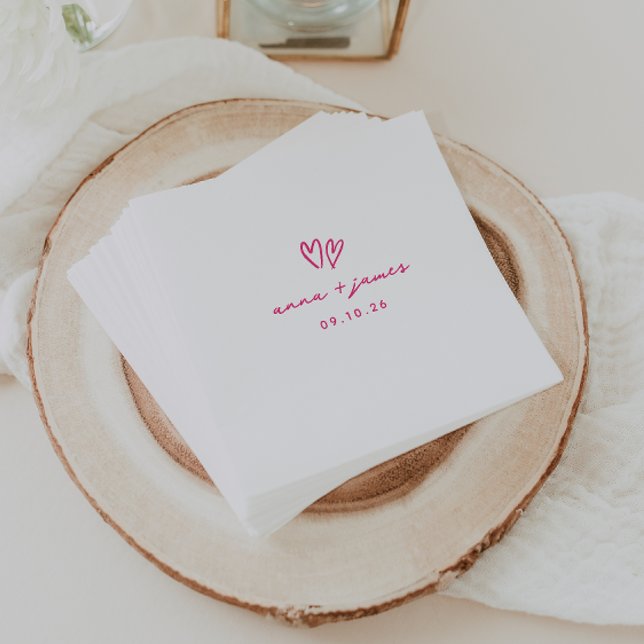 Serviette En Papier Whimsical rose Doodle Hearts Mariage (Créateur téléchargé)