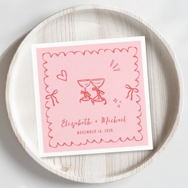 Serviette En Papier Whimsical rose rouge Mariage de trame (Créateur téléchargé)