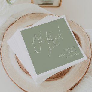 Serviette En Papier Whimsical Sage Green Oh Baby shower garçon