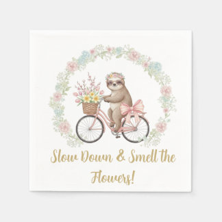 Serviette En Papier Whimsical Sloth & Floral Baby Shower Paper Napkins