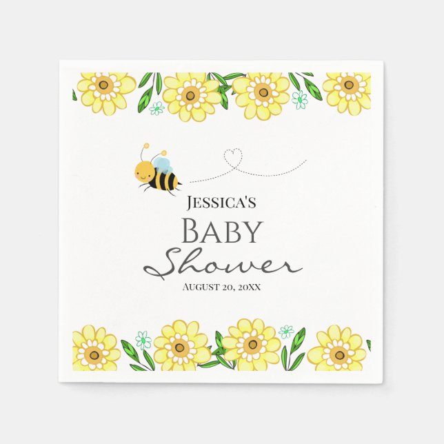 Serviette En Papier Whimsical Sweet Baby shower d'abeilles (Devant)