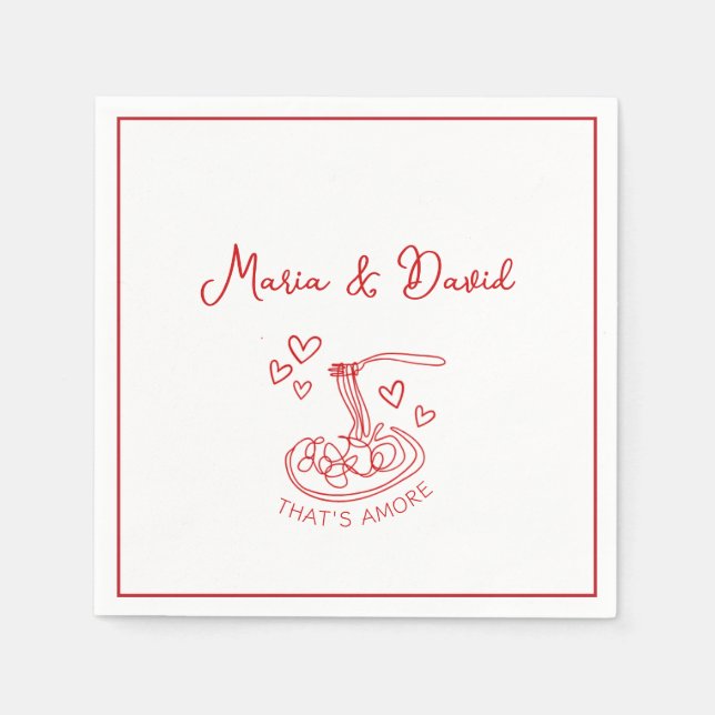 Serviette En Papier Whimsical That's Amore Custom Rouge Mariage italie (Devant)