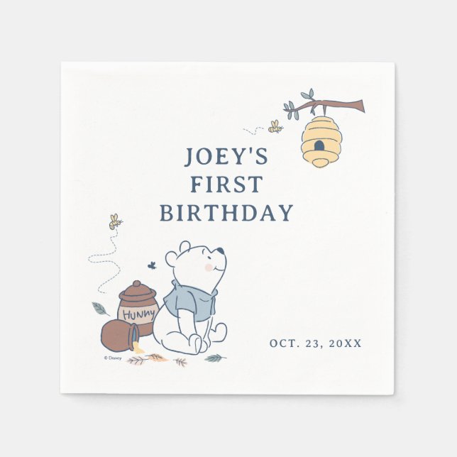 Serviette En Papier Whimsical Winnie L'Oiseau Anniversaire (Devant)