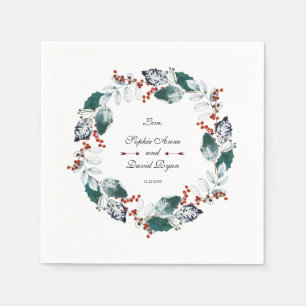Serviette En Papier Whimsical Winter Holy Berries Wreath Mariage