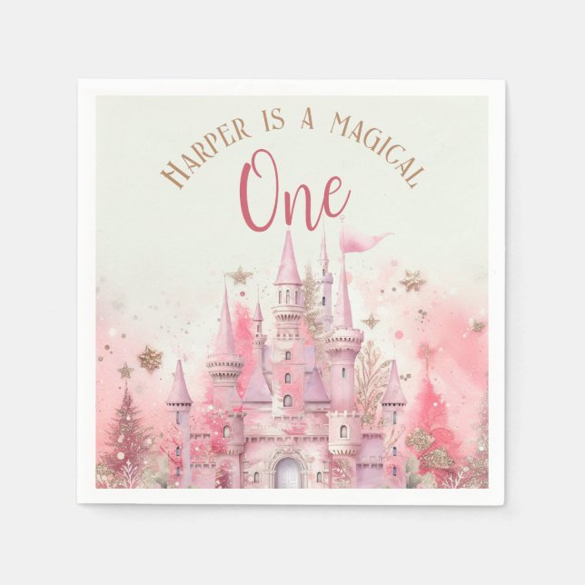 Serviette En Papier Whimsical Winter Princess Fairytale Premier annive (Devant)