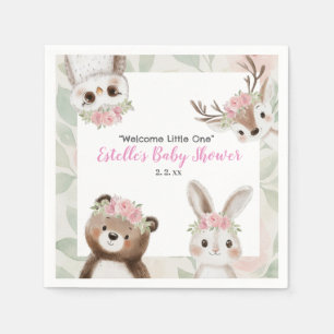Serviette En Papier Whimsical Woodland Boho Baby Girl Douche