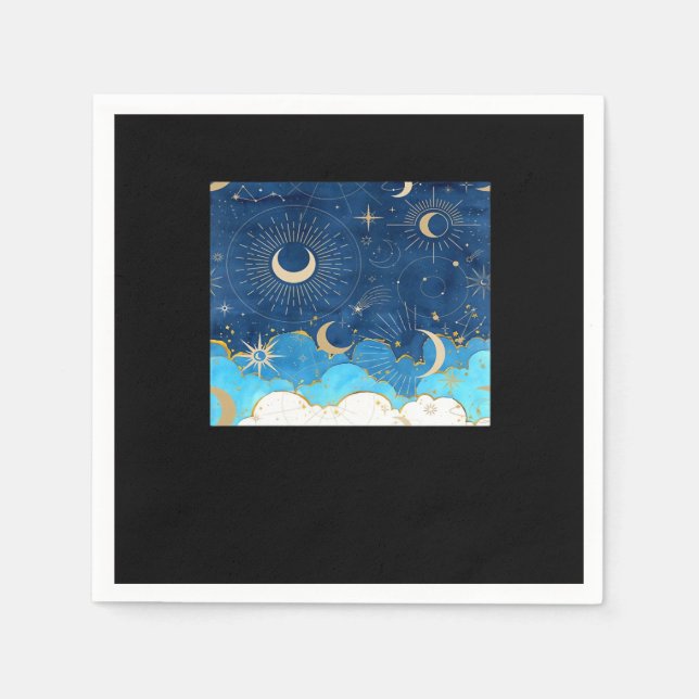 Serviette En Papier Whimsigoth Nuages Sun Moon Witchy Classic (Devant)